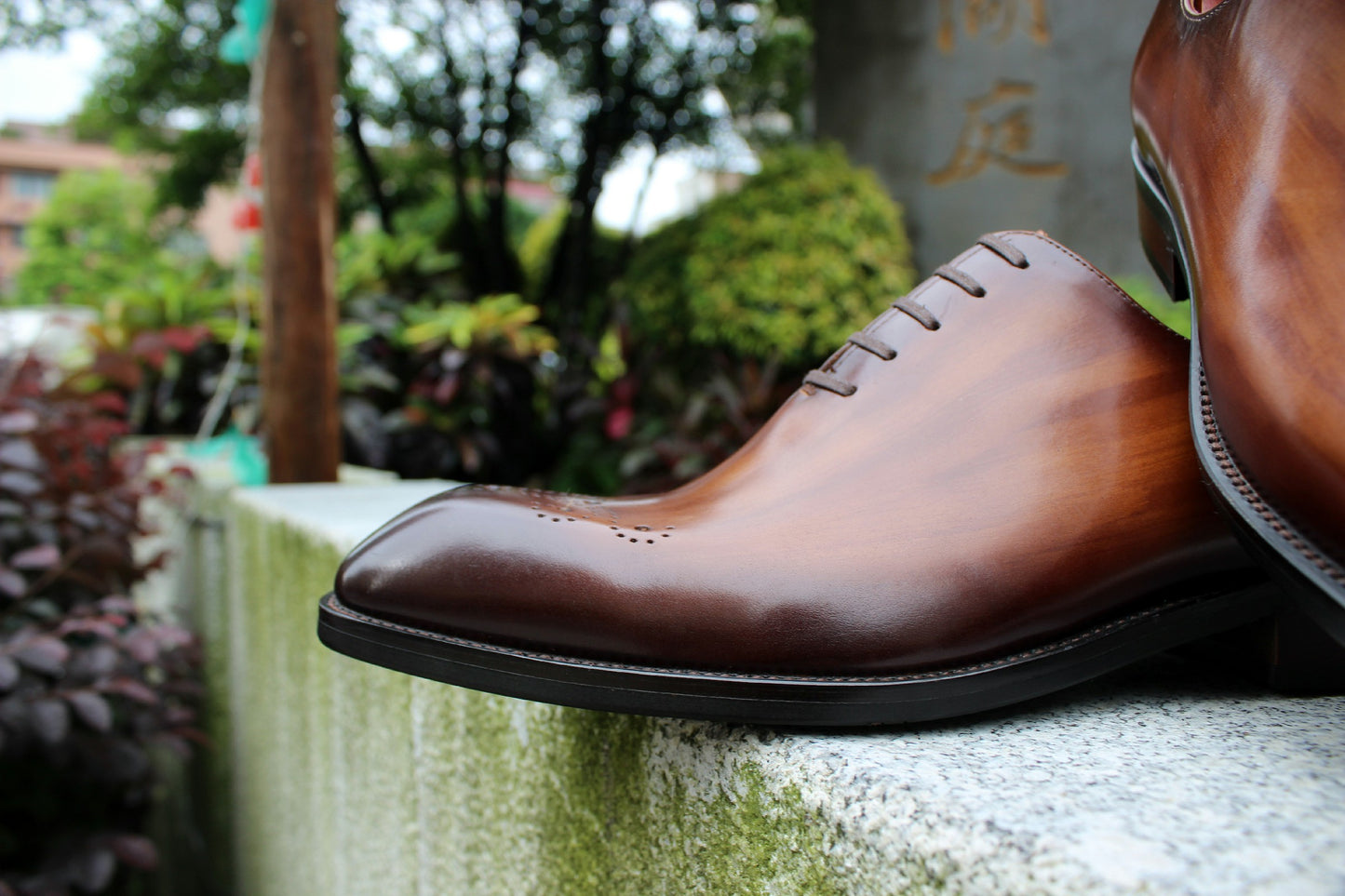 Grey Patina Finish Whole-cut Oxfords | Hides&Cult