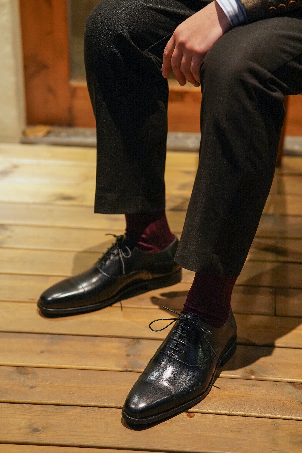 Black Cap Toe Leather Oxfords - Italian Square Toe | Hides&Cult
