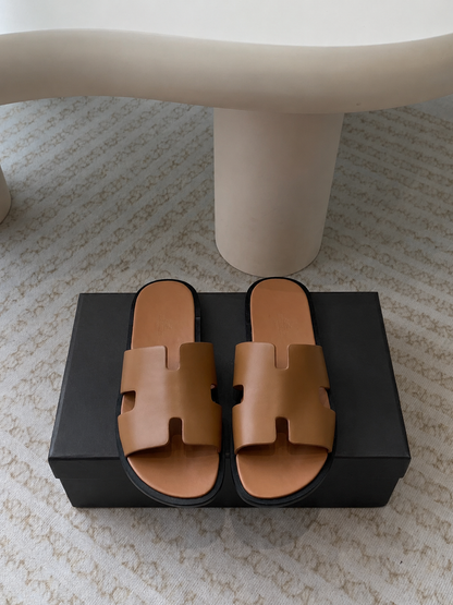 Austin Mens Slippers in Tan Leather | Hides&Cult