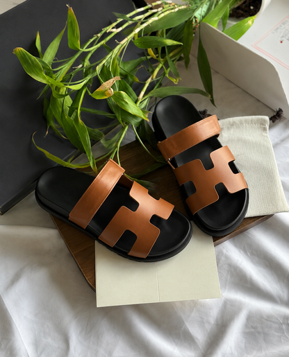 Texas Adjustable Strap Slippers in Tan Men | Hides&Cult