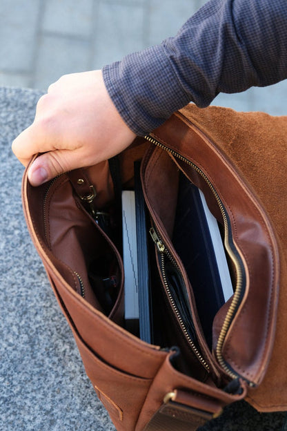 Leather Laptop Bag In Brown Colour