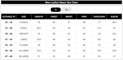 Men's Red Slim Fit Business Leather Blazer