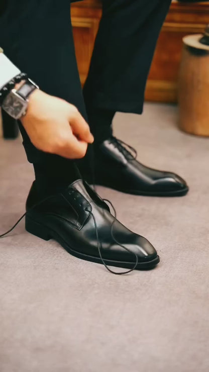 Black Whole-cut Oxford Shoes | Hides&Cult