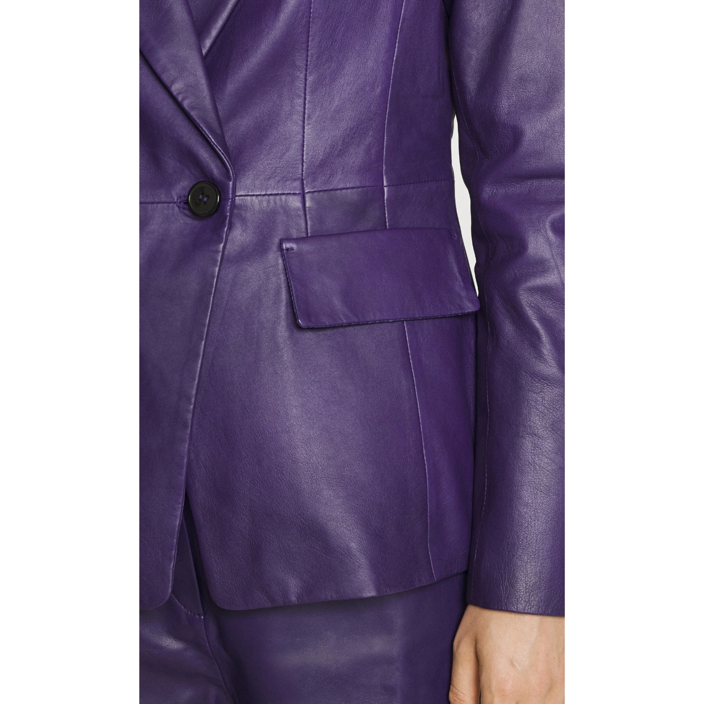 Women's Violet Purple Genuine Leather Blazer