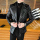 Men's Black Python Embossed Effect Motorcycle Biker Real Leather Jacket